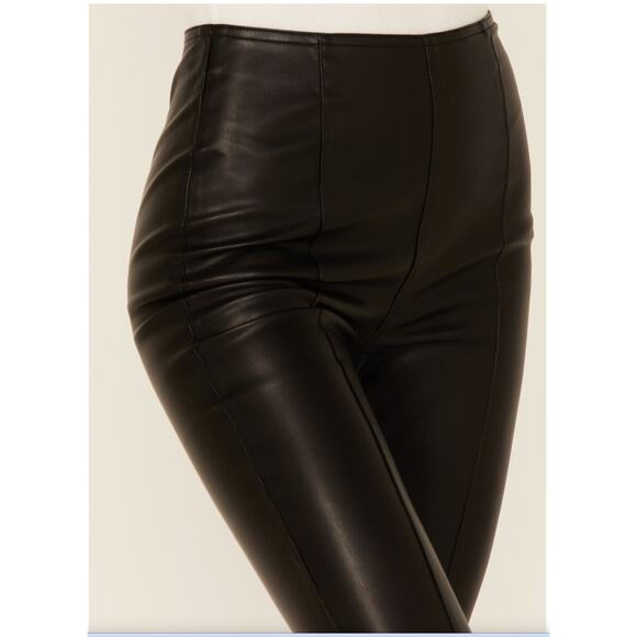 Free People We The Free Spitfire Stacked Faux Leather Pants Black Boho Festival - Picture 4 of 10